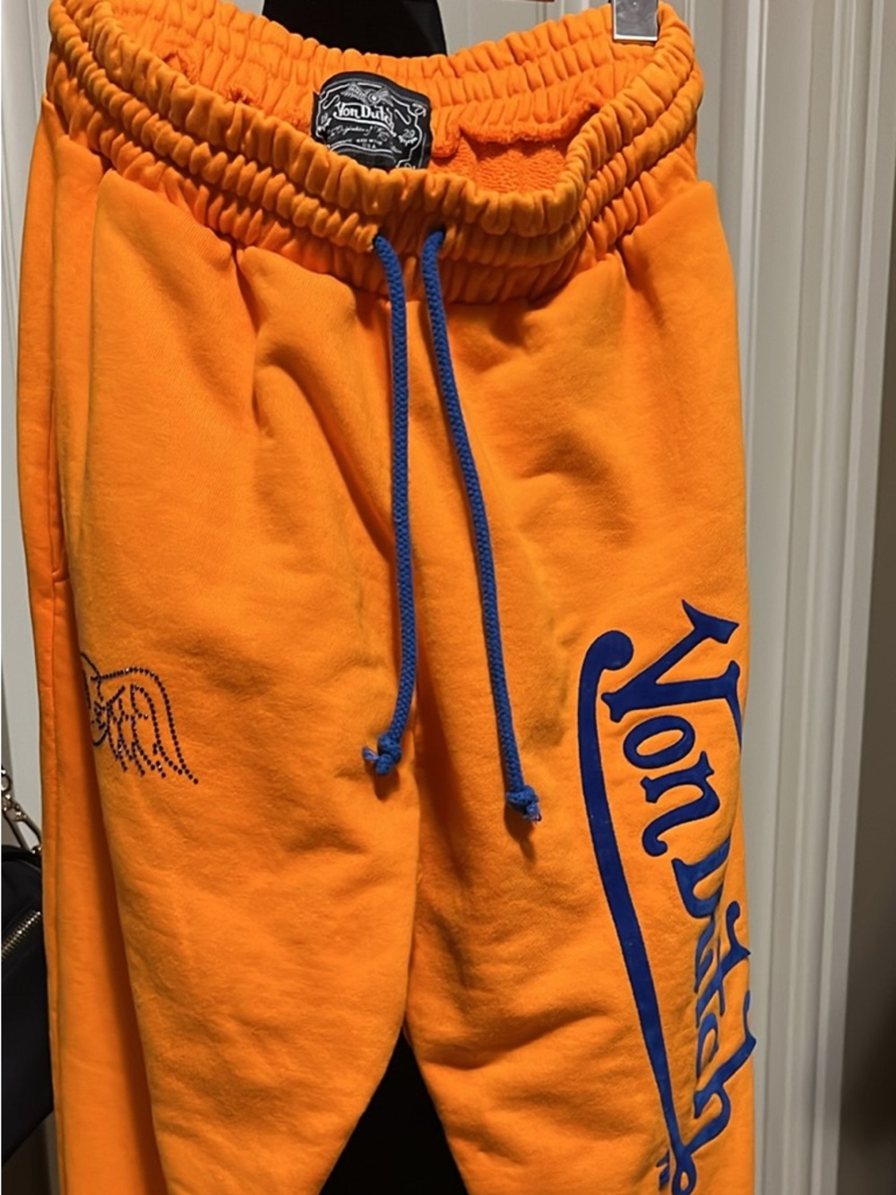 Von Dutch Orange Sweatpants with Blue Logo